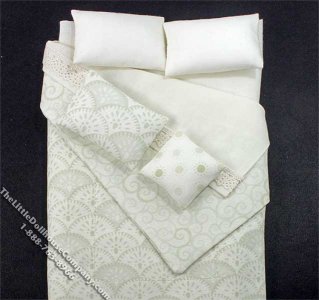 (image for) Miniature White Fan Bedding with Double Bedsheets