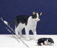 (image for) Dollhouse Scale Model Black & White Cat with Socks Kitten