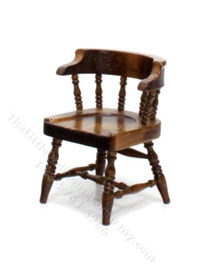 (image for) Vintage Miniature Walnut Spool Armchair for Dollhouses