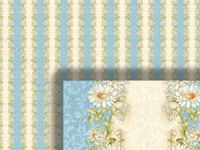 (image for) Dollhouse 1/2 Scale Model Daisy Stripe Wallpaper