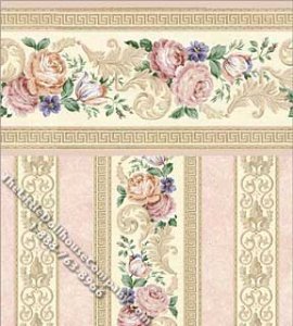 (image for) Dollhouse Scale Model Wallpaper Empress Floral Stripe Pattern