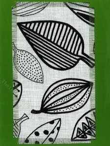 (image for) Miniature Black + White Leaf Pattern Rug for Dollhouses - Small