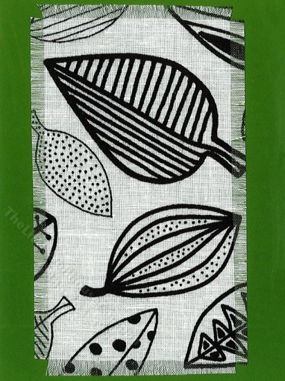 (image for) Miniature Black + White Leaf Pattern Rug for Dollhouses - Small