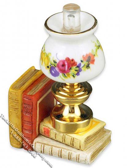 (image for) Dollhouse Scale Model Non-Functional Table Lamp w/Books