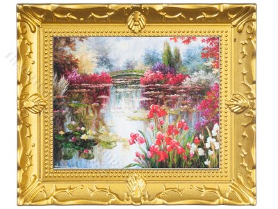 (image for) Miniature Painting of a Japanese Garden for Dollhouses