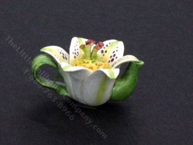 (image for) Dollhouse Miniature White Lily Teapot