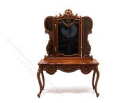 (image for) Miniature Hinged Mirror Dressing Table for Dollhouses - Walnut