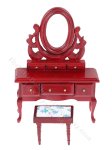 (image for) Miniature Mahogany Vanity With Upholstered Stool For Dollhouses