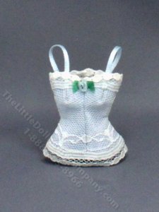 (image for) Vintage Handmade Miniature Blue Lace Bustier for Dollhouses