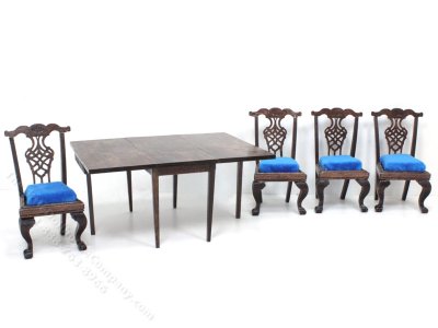 (image for) Miniature Walnut Table and Chair Set for Dollhouses (5pc)