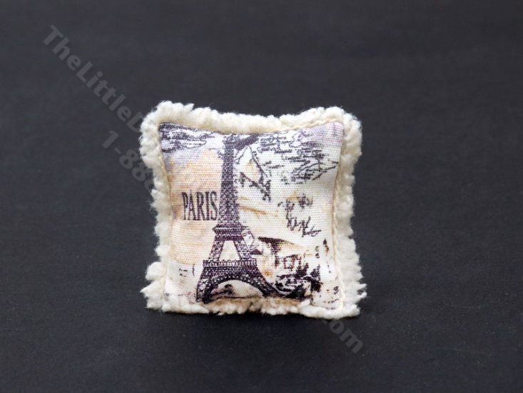 (image for) Miniature Pink Paris Pillow with Fringe Edging