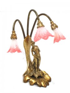 (image for) Miniature Bronze Ricarda On Leaf Pink Tulip Lamp by Jim Pounder