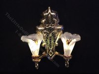 (image for) 1:24 Scale Miniature 3V Art Nouveau Tulip Double Sconce for Dollhouses