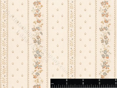 (image for) Flower Stripe on Cream Miniature Wallpaper for Dollhouses