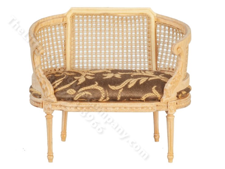 (image for) Miniature Unfinished Louis XIV Small Settee for Dollhouses