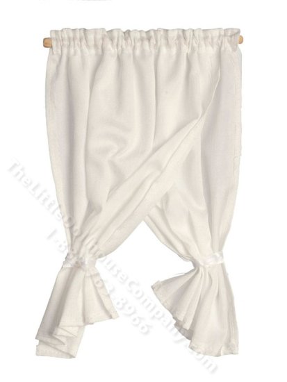 (image for) Miniature White Tie-Back Curtains for Dollhouses