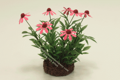 (image for) Miniature Pink Cone Flowers in Soil, Mini Creations by Judy