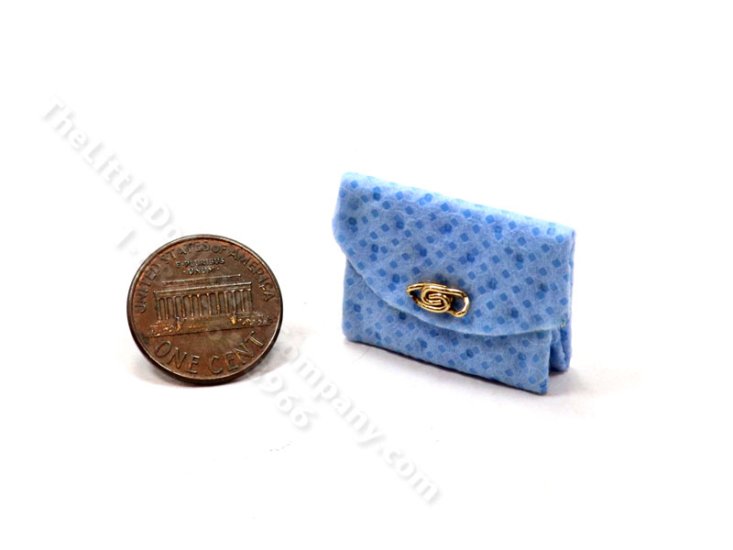 (image for) Miniature Handmade Blue Clutch for Dollhouses