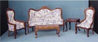 (image for) Walnut Living Room - Blue Toile