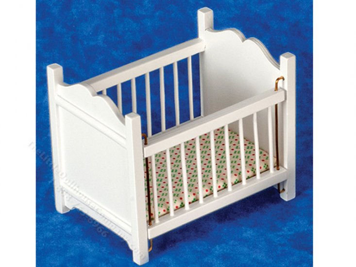 (image for) Miniature White Crib for Dollhouses
