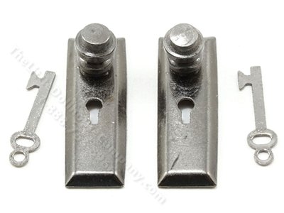 (image for) Pewter Door Knob with Key Plate, for Dollhouses 2/pkg