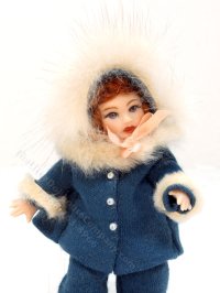 (image for) Red-head Girl Porcelain Doll in Blue Winter Outfit by Joy Parker