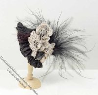 (image for) Miniature Black & White Ladies Hat for Dollhouses