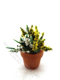 (image for) Miniature 1.25" Yellow Flower Arrangement in Terracotta Pot