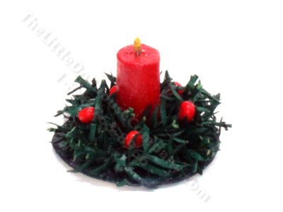(image for) Miniature Candle and Wreathe Centerpiece for Dollhouses