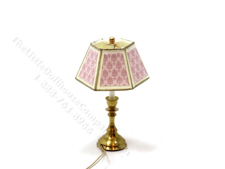 (image for) Miniature 12v Large Table Lamp for Dollhouses - Pink