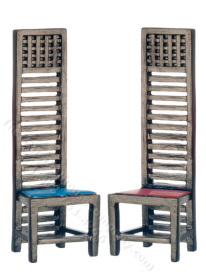 (image for) Miniature Pair of Tall-Back Chairs for Dollhouses