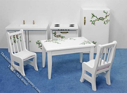 (image for) Miniature Six Piece Pink Flower Theme Kitchen Set for Dollhouses