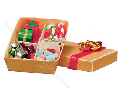 (image for) Miniature Box of Christmas Decorations for Dollhouses