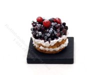 (image for) Miniature Mixed Berry Cake on Black Platter for Dollhouses