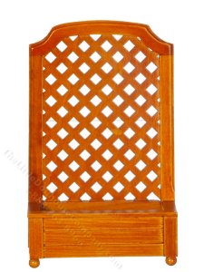 (image for) Miniature Walnut Tall Planter with Trellis for Dollhouses