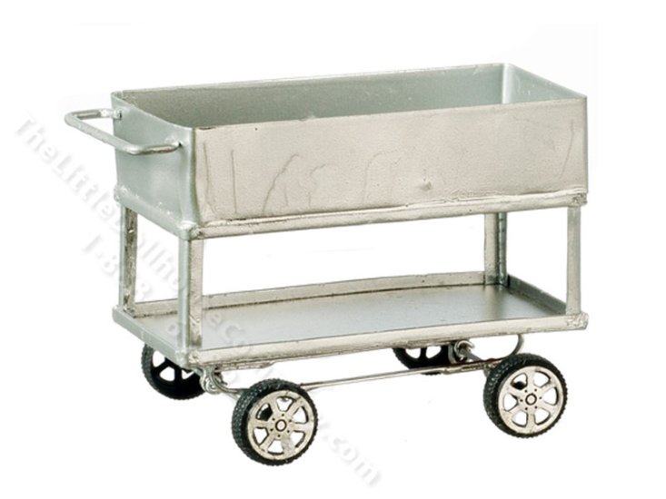 (image for) Miniature Silver Utility Cart for Dollhouses