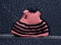 (image for) Miniature Pink and Black Handknit Doll's Dress