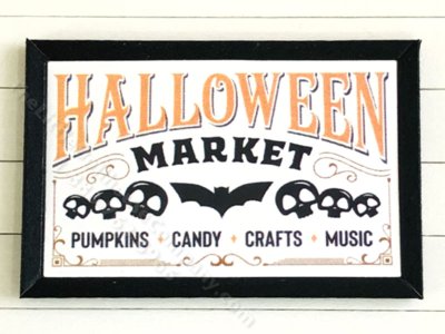 (image for) Miniature Rectangular Framed 'Halloween Market' Print