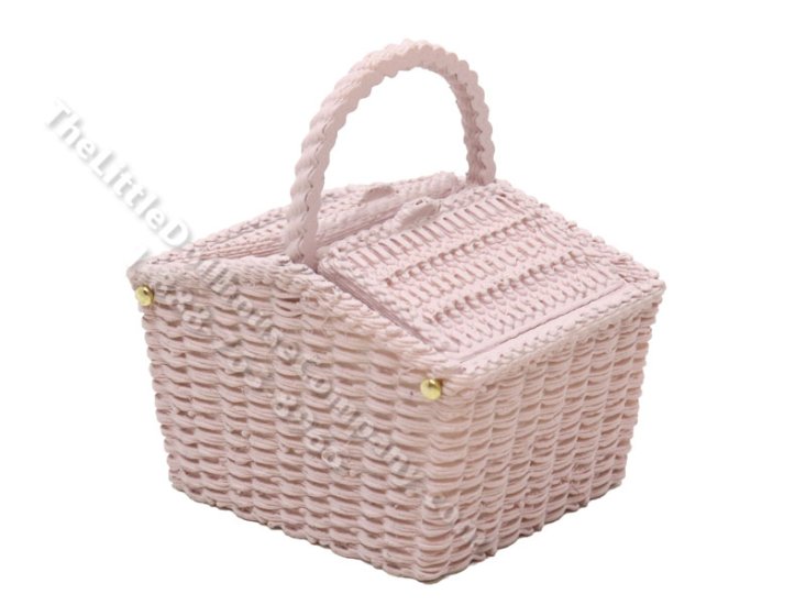 (image for) Miniature Picnic Basket for Dollhouses - Pastel Purple