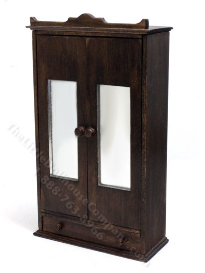 (image for) Miniature Walnut Wardrobe for Dollhouses