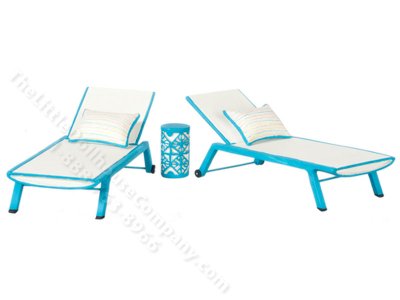 (image for) Miniature 3 Piece Sun Chaise Set for Dollhouses