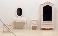 (image for) Miniature Pink 4 Piece Bedroom Set for Dollhouses