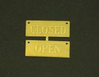 (image for) Dollhouse Miniature Brass Store Plaque - "Open and Closed"