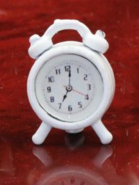 (image for) Miniature Traditional White Alarm Clock for Dollhouses