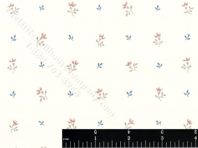 (image for) Brown Flowers on Beige Miniature Wallpaper for Dollhouses
