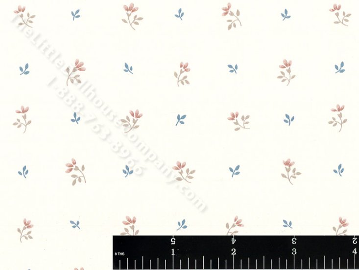 (image for) Brown Flowers on Beige Miniature Wallpaper for Dollhouses