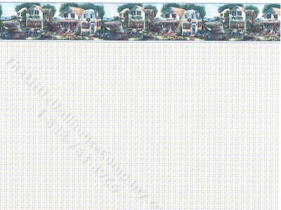 (image for) Blue Plaid & Cottage Pattern Miniature Wallpaper for Dollhouses