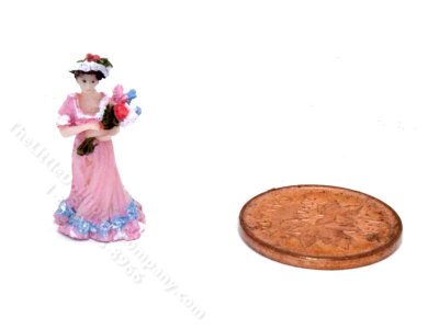 (image for) Miniature Lady with Flowers Figurine for Dollhouses