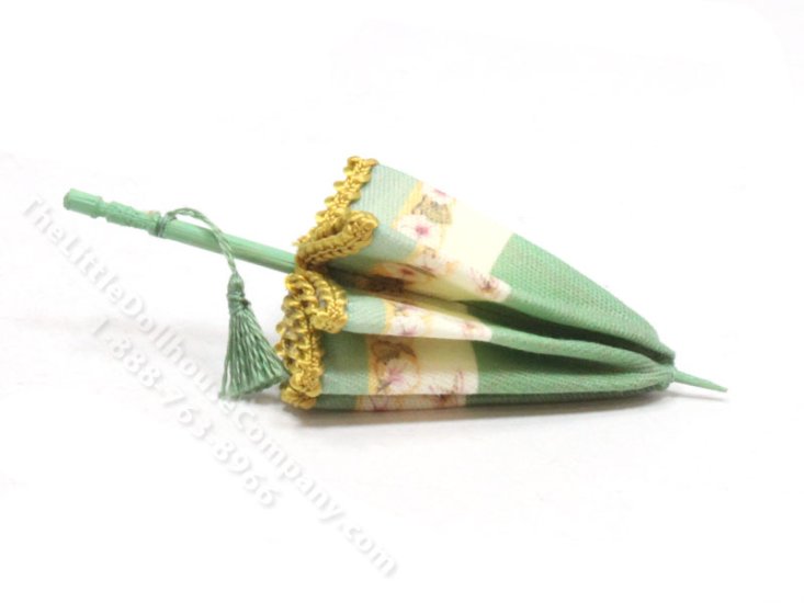 (image for) Miniature Parasol for Dollhouses - Green Floral