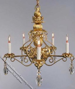 (image for) Dollhouse Scale Model Gold Bluette Chandelier